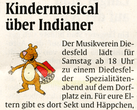 Kindermusikel über Indianer